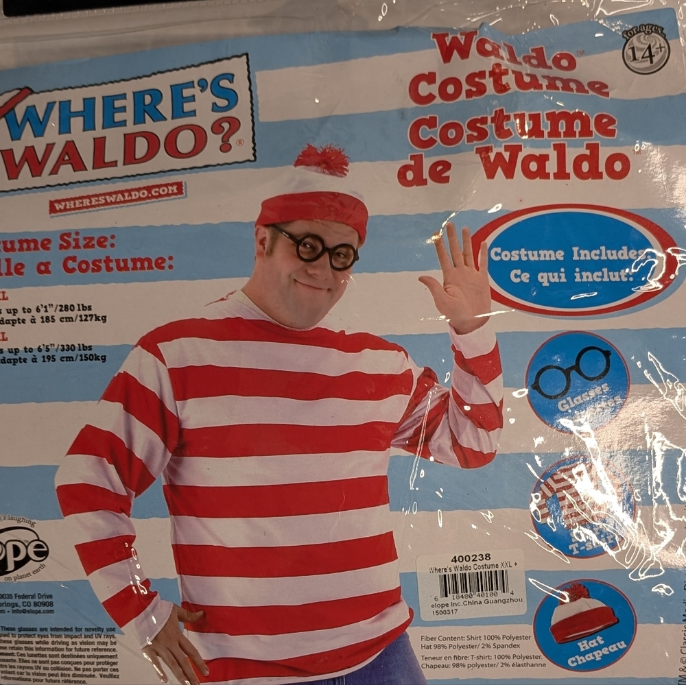 New Where's Waldo Costume. 2XL